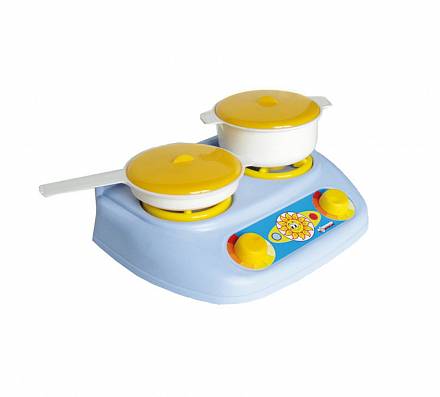 Детский кухонный набор с газовой плитой, кастрюлей и сковородой 